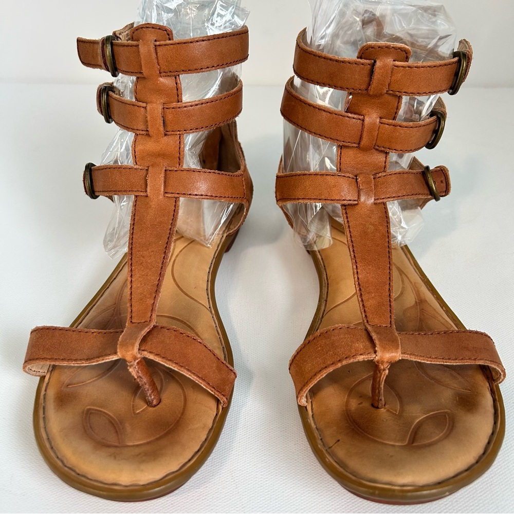 Born Strappy Gladiator Sandals Women’s 9 M Brown Leather Back Zipper - Picture 3 of 15